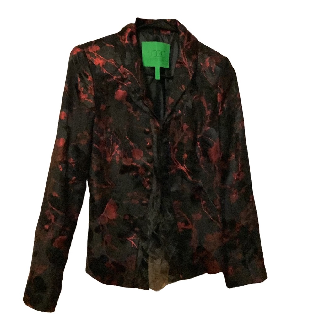 Logo Instant Chic Black/Red Asian Inspired Blazer Size 2